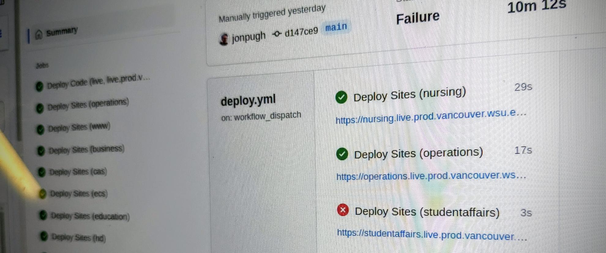 A deploy job that (mostly) worked.
